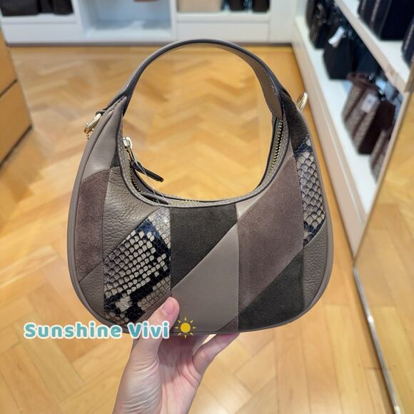 NWT Coach Carmen Mini Crossbody Bag in Patchwork CCE64 Gunmetal/Olive Multi - Picture 5 of 12